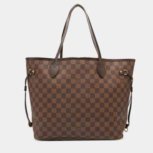 Pre Owned Louis Vuitton Brown Damier Ebene Neverfull MM