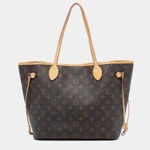Pre Owned Louis Vuitton Brown Monogram Neverfull MM