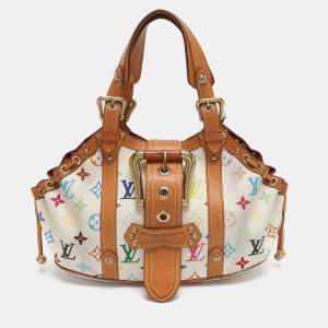 Pre Owned Louis Vuitton Theda GM White Monogram Multicolore Canvas Bag