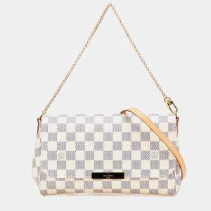 مملوكة مسبقًا حقيبة لوي فيتون بيضاء دامييه أزور فيفوريت وسط