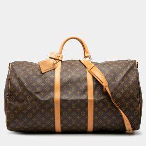 مملوكة مسبقًا Louis Vuitton Brown Monogram Keepall Bandouliere 60