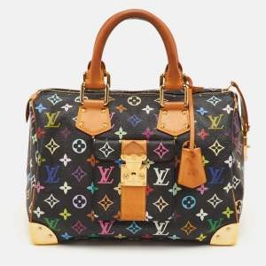 Pre Owned Louis Vuitton Speedy 30 Black Monogram Multicolore Canvas Bag
