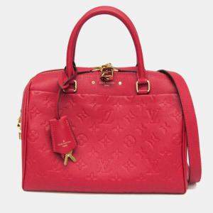 Pre Owned Louis Vuitton Empreinte Speedy Bandlier 25NM Shoulder Bag Cerise Red Color