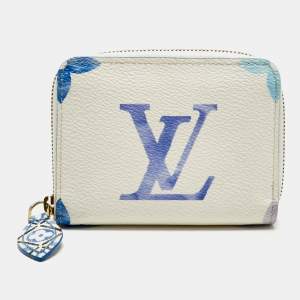 Pre Owned Louis Vuitton Zippy Blue Monogram Giant By The Pool Canvas Coin Purse