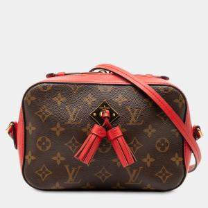 Pre Owned Louis Vuitton Brown Red Monogram Saintonge