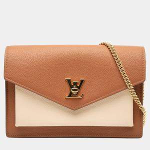 مملوكة م سبقًا Louis Vuitton Brown Bicolor Leather MyLockMe Chain Pochette