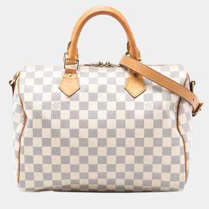 مملوكة مسبقًا Louis Vuitton White Damier Azur Speedy Bandouliere 30