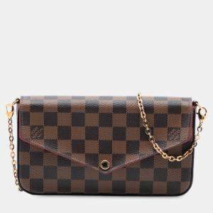 مملوكة مسبقًا Louis Vuitton Brown Damier Ebene Pochette Felicie