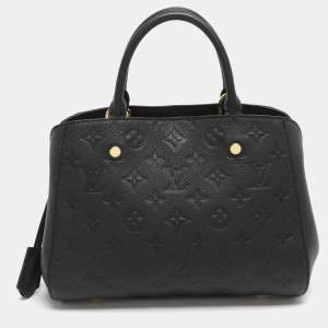 Pre Owned Louis Vuitton Montaigne BB Black Monogram Empreinte Leather Bag