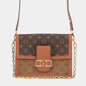 Pre Owned Louis Vuitton Dauphine Noir Monogram Monogram Reverse Canvas Size Mm