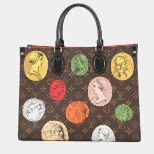 Pre Owned Louis Vuitton Onthego Fornasetti Multicolor Monogram / Cameo Size Mm