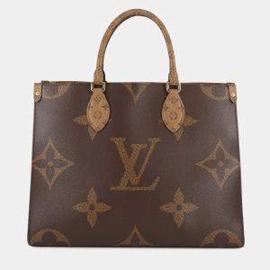 Pre Owned Louis Vuitton Onthego MM Monogram Monogram Reverse Canvas Monogram Giant