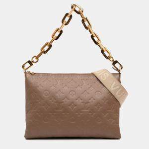 مملوكة مسبقًا Louis Vuitton Brown Monogram Embossed Puffy Lambskin Coussin MM