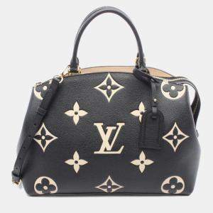 Pre Owned Louis Vuitton Grand Palais Mm Two-Tone Monogram Empreinte Leather Handbag Black And Beige