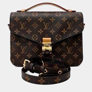 مملوكة مسبقًا Louis Vuitton Brown Coated Canvas Monogram Pochette Metis