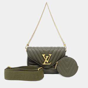 مملوكة مسبقًا Louis Vuitton Green Leather New Wave Multi Pochette