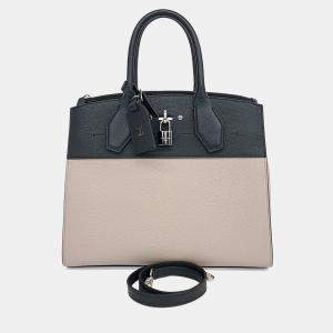 مملوكة مسبقًا Louis Vuitton Beige Black Leather City Steamer MM