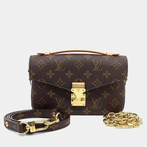 مملوكة مسبقًا Louis Vuitton Brown Coated Canvas Pochette Metis East West