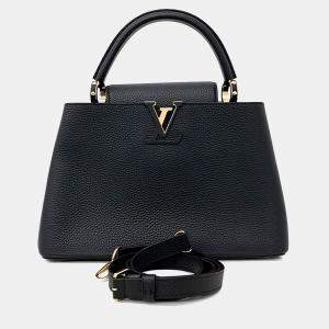 مملوكة مسبقًا Louis Vuitton Black Leather Capucines PM