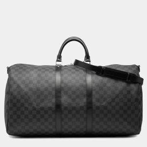 مملوكة مسبقًا حقيبة لوي فيتون كيبال باندولير 55 داميه غرافيت رمادية