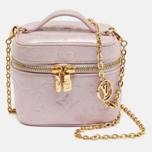 Pre Owned Louis Vuitton Vanity Micro Wisteria Pink Empreinte Monogram Bag