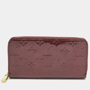 Pre Owned Louis Vuitton Zippy Rouge Fauviste Monogram Vernis Zip Around Wallet  