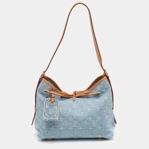 Pre Owned Louis Vuitton Carryall PM Sky Blue Monogram Denim Bag