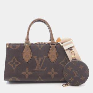 مملوكة مسبقًا Louis Vuitton On The Go New Monogram Giant Reverse Handbag Coated Canvas Brown