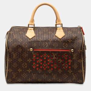 Pre Owned حقيبة لوي فيتون سبيدي مُثقبة مونوجرام بُنية 30