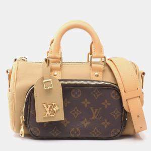 مملوكة مسبقًا Louis Vuitton Keepall Bandouliere 25 Monogram Handbag Leather And Suede Beige Brown