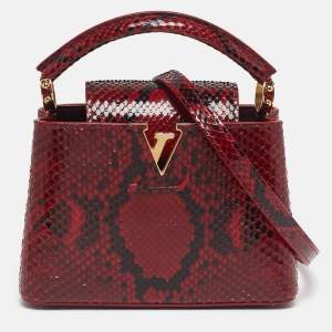 Pre Owned Louis Vuitton Capucines Mini Red Python Bag