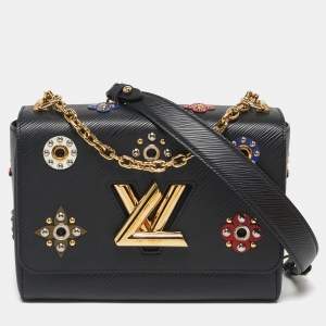 مملوكة مسبقًا Louis Vuitton Twist MM Mechanical Flowers Black Epi Leather Shoulder Bag