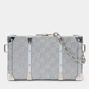 مملوكة مسبقًا Louis Vuitton Silver Glitter Aluminum Monogram Special Order Briefcase Trunk With Strap