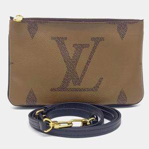 Pre Owned Louis Vuitton Brown Coated Canvas Pochette Double Zip