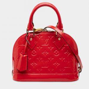 Pre Owned Louis Vuitton Red Monogram Vernis Alma BB