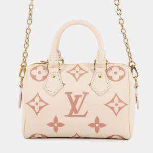 Pre Owned Louis Vuitton Speedy Bandouliere CrMe/Rose Trianonem46397 Monogram Empreinte Leather Size 20