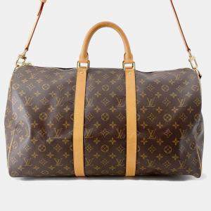 Pre Owned Louis Vuitton Keepall Bandouliere Brown Monogram Size 50
