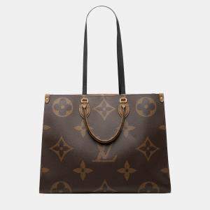 Pre Owned Louis Vuitton Brown Monogram Reverse Giant OnTheGo GM