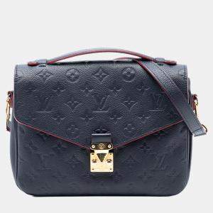 Pre Owned Louis Vuitton Blue Monogram Empreinte Pochette Metis