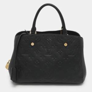 Pre Owned Louis Vuitton Montaigne BB Black Monogram Empreinte Leather Bag