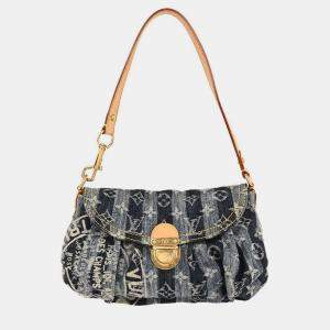 Pre Owned Louis Vuitton Blue Monogram Denim Mini Pleaty Raye Handbag