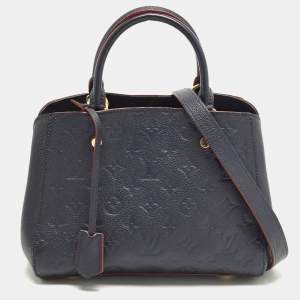 Pre Owned Louis Vuitton Montaigne BB Blue Infini Monogram Empreinte Leather Bag