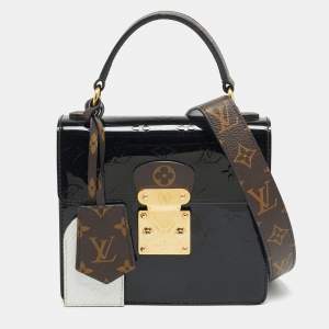 Pre Owned Louis Vuitton Spring Street Black Monogram Vernis Bag