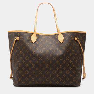 Pre Owned Louis Vuitton Brown Monogram Neverfull GM