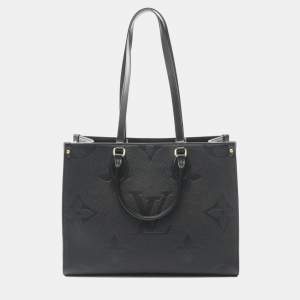 Pre Owned Louis Vuitton On The Go Mm Monogram Empreinte Noir Tote Bag Leather Black