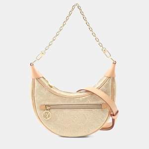 Pre Owned Louis Vuitton Loop Shoulder Bag Coated Canvas And Leather With Monogram Jacquard Gold