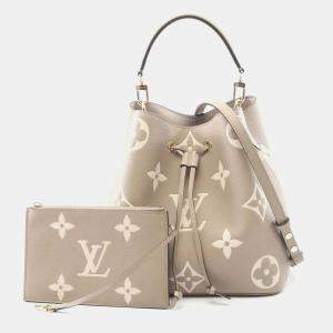 Pre Owned Louis Vuitton Neonoe Mm Two-Tone Shoulder Bag In Monogram Empreinte Leather Beige