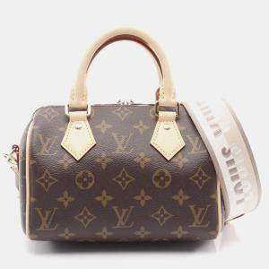 Pre Owned Louis Vuitton Speedy Bandouliere 20 Handbag Coated Canvas And Leather Monogram Brown