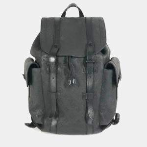 مملوكة مسبقًا Louis Vuitton Taurillon Monogram Christopher Mm Backpack In Leather Noir Black