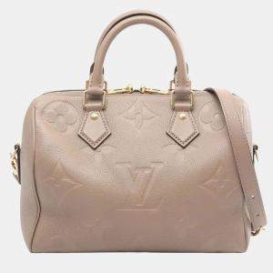 Pre Owned Louis Vuitton Speedy Bandouliere 25 Handbag Leather Monogram Empreinte Giant Beige